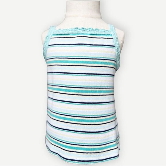 Old Navy Girls Toddler Kids Sleeveless Lace Trim Striped Cotton Tank Top. 4. 4T. - Picture 1 of 5
